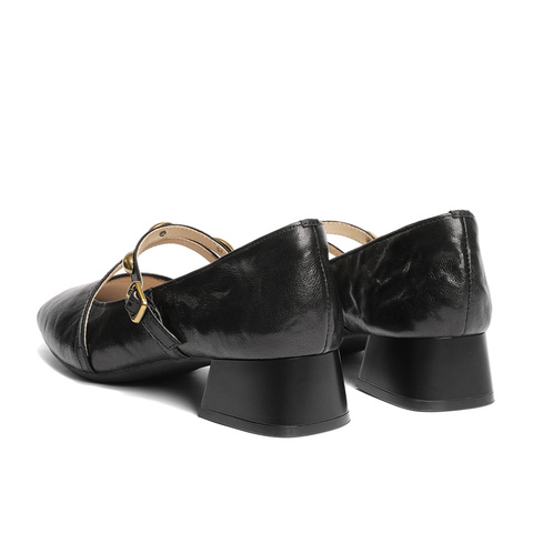 森达玛丽珍女2025秋新商场同款小金豆粗跟浅口单鞋XUQ01CQ5