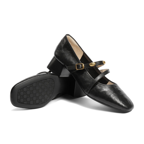 森达玛丽珍女2025秋新商场同款小金豆粗跟浅口单鞋XUQ01CQ5