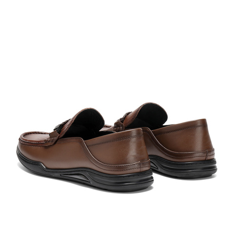 森达休闲皮鞋男2025秋新商场同款舒适平底休闲乐福皮鞋1XB01CM5