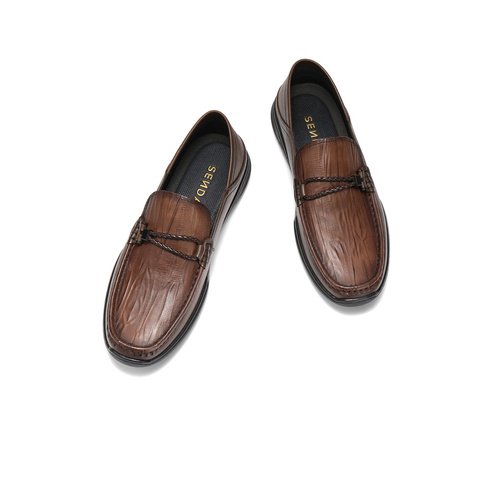 森达休闲皮鞋男2025秋新商场同款舒适平底休闲乐福皮鞋1XB01CM5