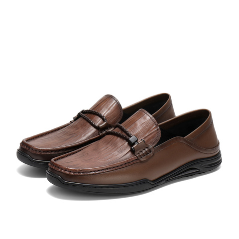 森达休闲皮鞋男2025秋新商场同款舒适平底休闲乐福皮鞋1XB01CM5