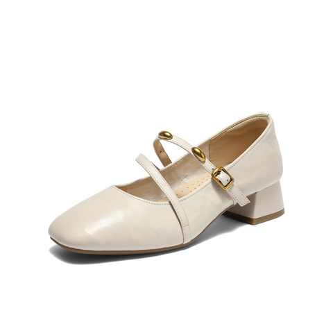 森达玛丽珍女2025秋新商场同款小金豆粗跟浅口单鞋XUQ01CQ5