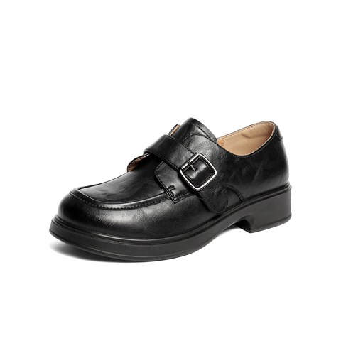 森达牛津鞋女2025秋新商场同款皮带扣厚底休闲单鞋XUK01CA5