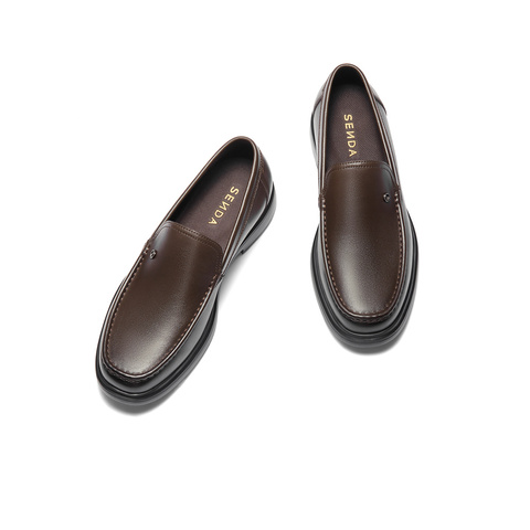 森达休闲皮鞋男2025冬新商场同款一脚蹬厚底单鞋K3M05DM5