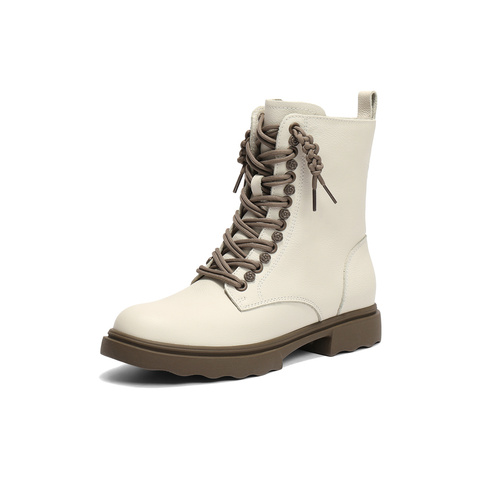 森达马丁靴女2025冬新商场同款百搭真皮休闲中筒靴XTC01DZ5