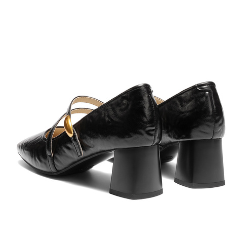 森达玛丽珍女2025秋新商场同款小金豆粗跟浅口小皮鞋XUM01CQ5