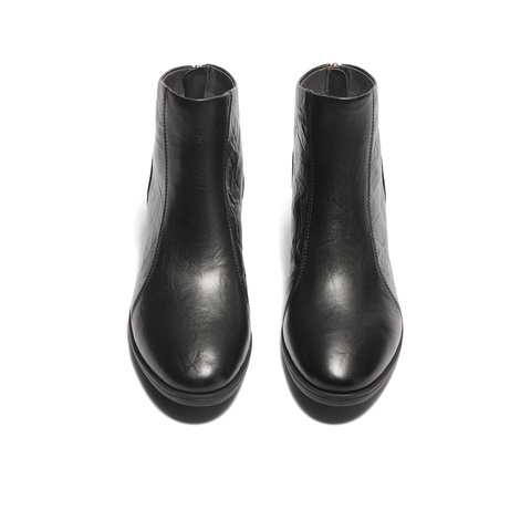 森达休闲靴女2025冬季新款商场同款抓纹皮短皮鞋4T649DD5