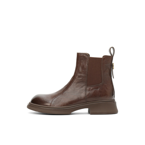 森达切尔西靴女2025冬新商场同款潮流休闲短皮靴XTT01DD5