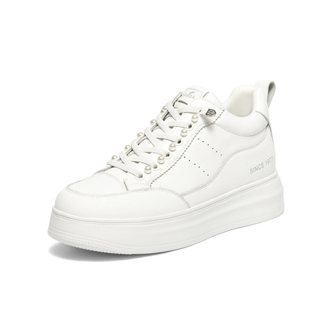 森达高帮鞋女2025冬新商场同款简约厚底休闲小白鞋XTR01DD5