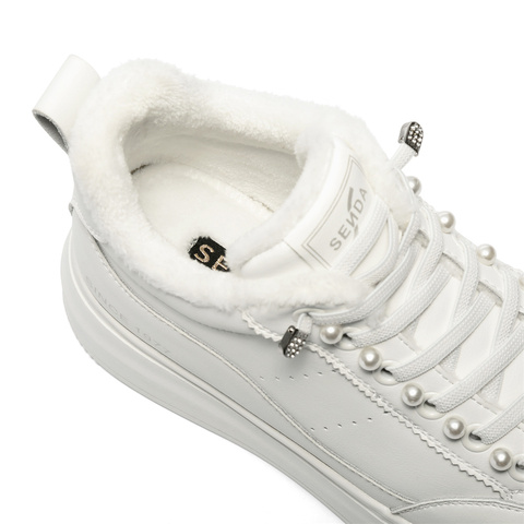 森达高帮鞋女2025冬新商场同款简约厚底休闲小白鞋XTR01DD5