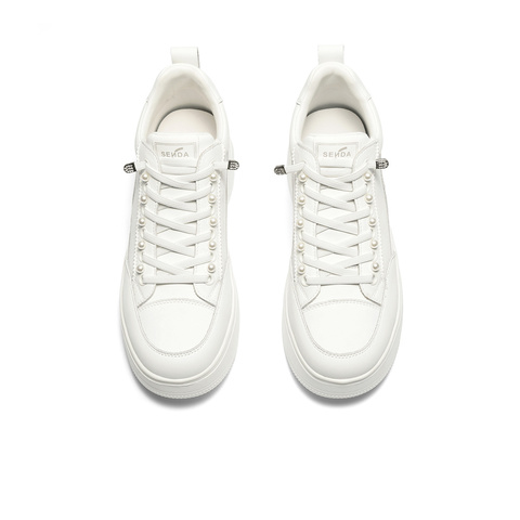 森达高帮鞋女2025冬新商场同款简约厚底休闲小白鞋XTR01DD5