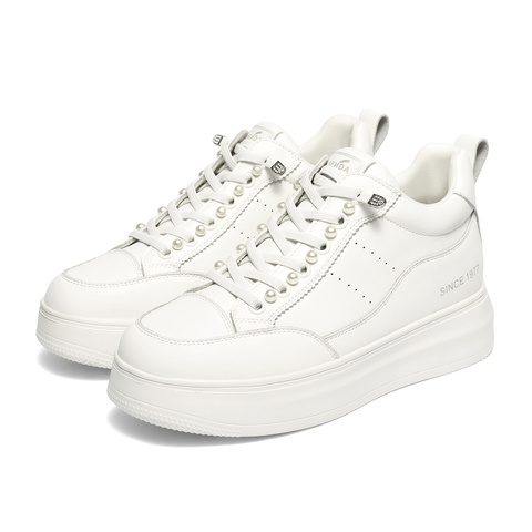 森达高帮鞋女2025冬新商场同款简约厚底休闲小白鞋XTR01DD5