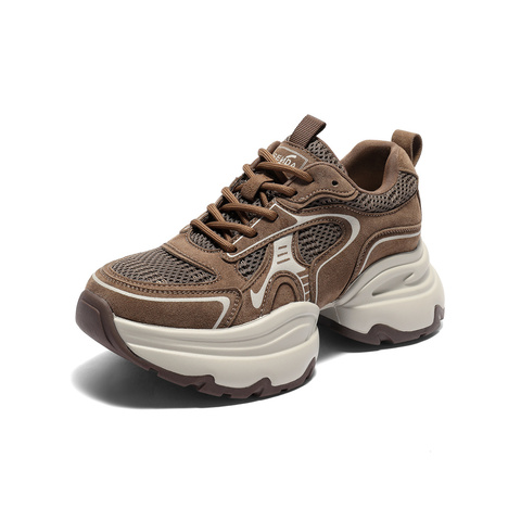 森达网面鞋女2025秋新商场同款拼接厚底休闲老爹鞋XRW01CM5