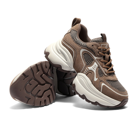 森达网面鞋女2025秋新商场同款拼接厚底休闲老爹鞋XRW01CM5