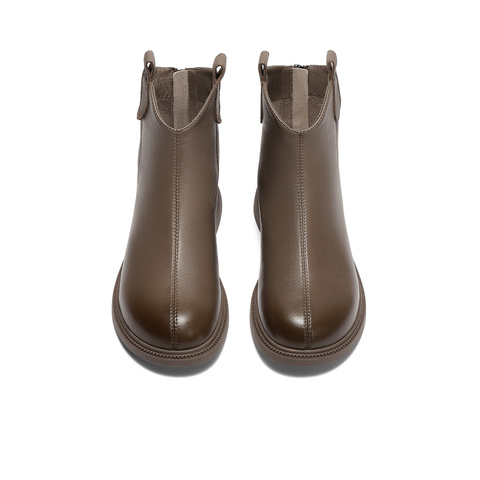 森达时装靴女2025冬新商场同款软面真皮休闲短靴XRU01DD5