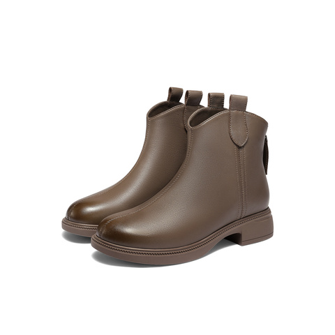 森达时装靴女2025冬新商场同款软面真皮休闲短靴XRU01DD5