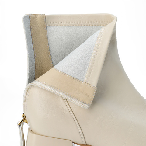 森达弹力靴女2025冬季新款气质方头粗跟休闲短靴ZTI17DD5