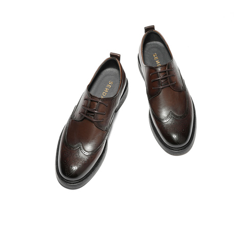 森达正装皮鞋男2025秋新商场同款英伦布洛克商务皮鞋1XR01CM5