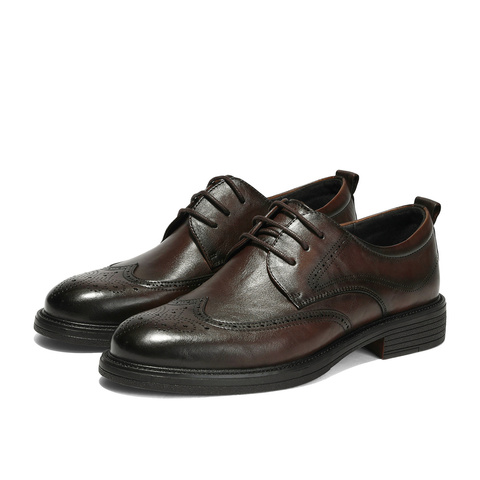 森达正装皮鞋男2025秋新商场同款英伦布洛克商务皮鞋1XR01CM5