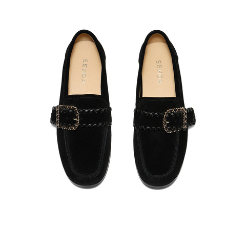 森达乐福鞋女2025秋新简约皮带扣一脚蹬平跟单鞋ZTH91CA5