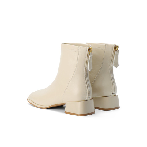 森达弹力靴女2025冬季新款气质方头粗跟休闲短靴ZTI17DD5