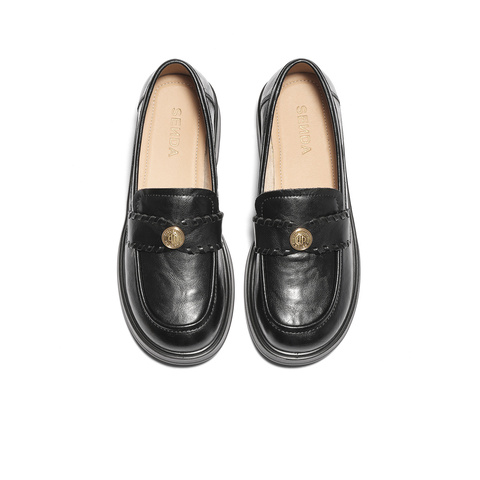 森达乐福鞋女2025秋季新款通勤一脚蹬软面厚底单鞋WP046CA5