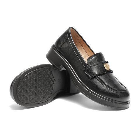 森达乐福鞋女2025秋季新款通勤一脚蹬软面厚底单鞋WP046CA5