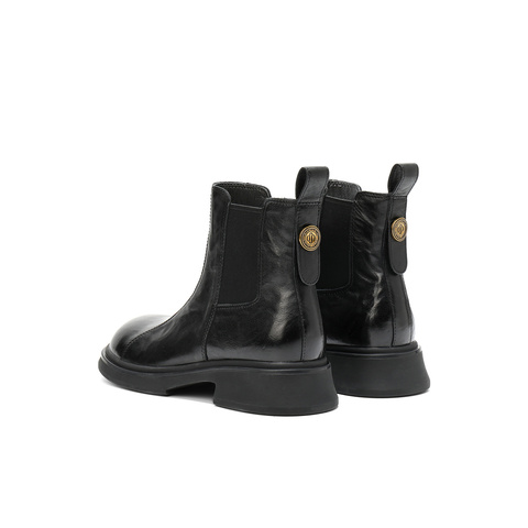 森达切尔西靴女2025冬新商场同款潮流休闲短皮靴XTT01DD5