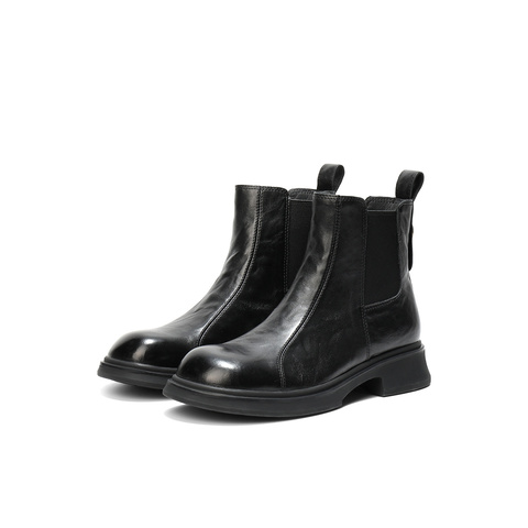 森达切尔西靴女2025冬新商场同款潮流休闲短皮靴XTT01DD5