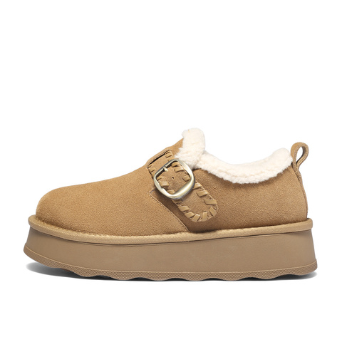 森达毛毛鞋女2025冬季新款舒适保暖厚底勃肯休闲鞋WP051DA5