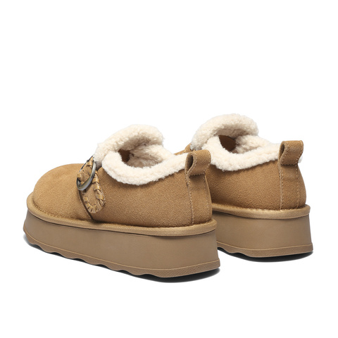 森达毛毛鞋女2025冬季新款舒适保暖厚底勃肯休闲鞋WP051DA5