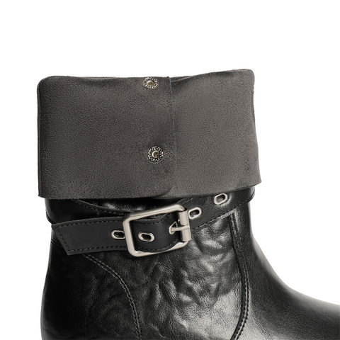 森达时装靴女2025冬新商场同款皮带扣潮流休闲中靴XVL01DG5