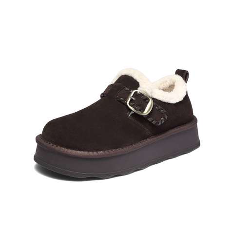 森达毛毛鞋女2025冬季新款舒适保暖厚底勃肯休闲鞋WP051DA5