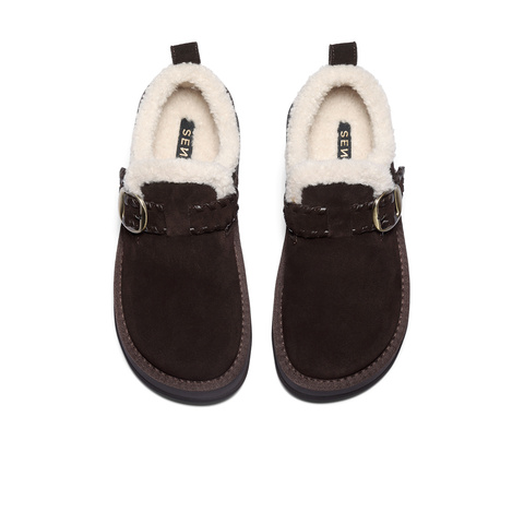 森达毛毛鞋女2025冬季新款舒适保暖厚底勃肯休闲鞋WP051DA5