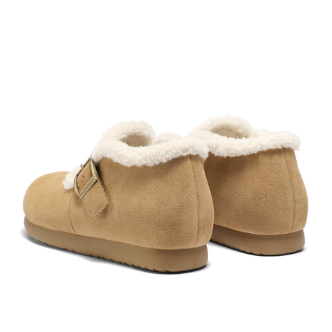 森达毛毛鞋女2025冬新商场同款保暖毛绒勃肯短靴XUW01DD5