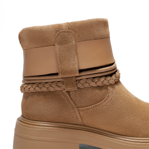 森达西部靴女2025冬新商场同款小金豆休闲中筒靴XVX01DZ5