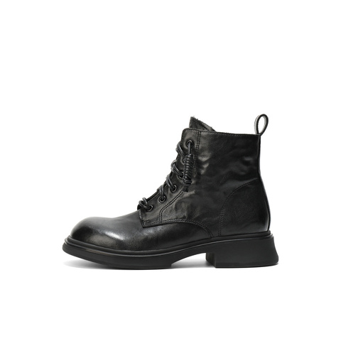 森达马丁靴女2025冬新商场同款机车风厚底休闲短靴XTS01DD5