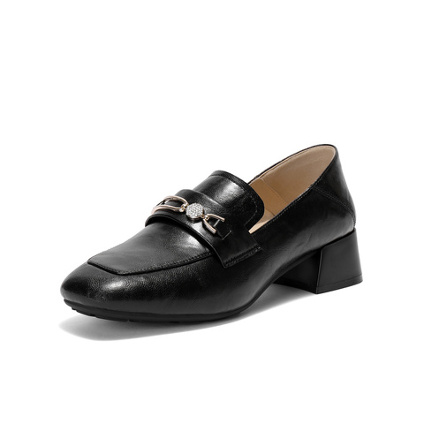 森达乐福鞋女2025秋新时尚通勤气质粗跟舒适单鞋WP048CA5