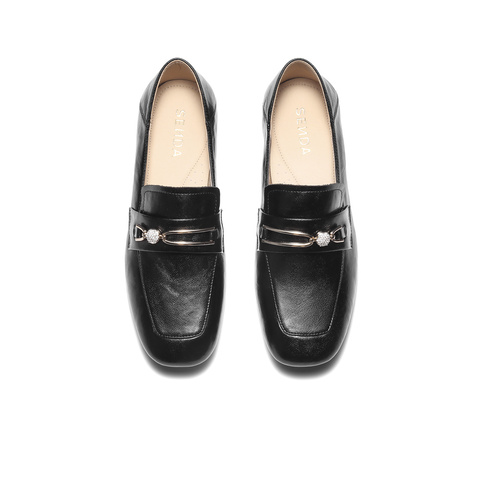 森达乐福鞋女2025秋新时尚通勤气质粗跟舒适单鞋WP048CA5