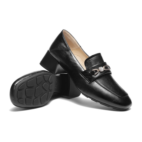 森达乐福鞋女2025秋新时尚通勤气质粗跟舒适单鞋WP048CA5