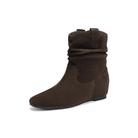 森达时装靴女2025冬新商场同款时尚堆堆靴中筒靴XVK01DZ5