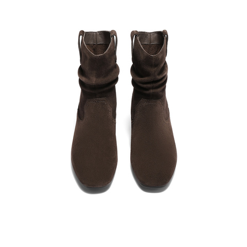 森达时装靴女2025冬新商场同款时尚堆堆靴中筒靴XVK01DZ5