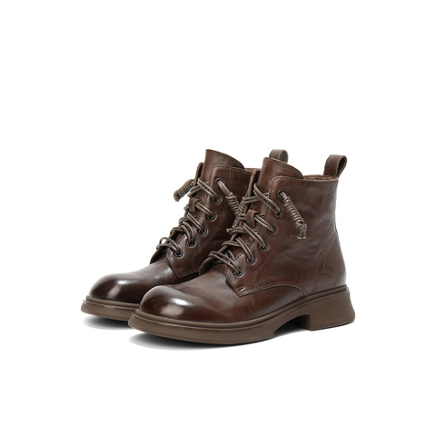 森达马丁靴女2025冬新商场同款机车风厚底休闲短靴XTS01DD5