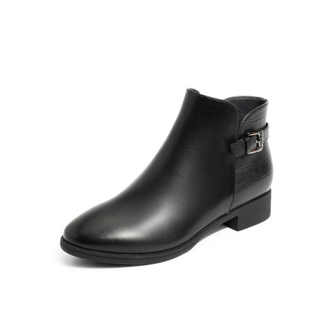 森达时装靴女2025冬新商场同款潮流休闲短靴4T647DD5