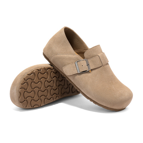 森达勃肯鞋女2025秋季新款简约皮带扣舒适内增高休闲鞋WP050CA5