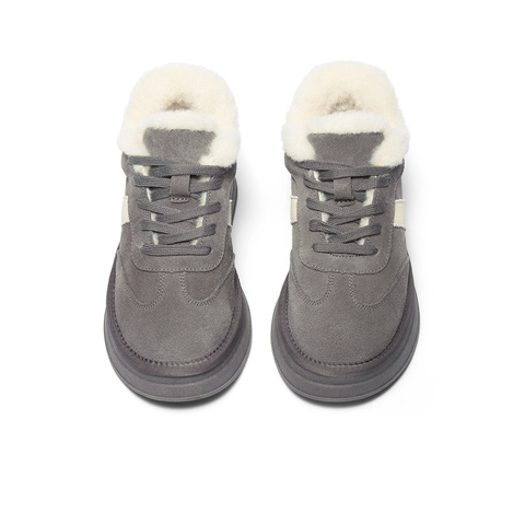 森达毛毛鞋女2025冬新舒适保暖绒毛厚底休闲板鞋WP031DM5