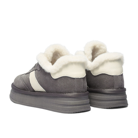 森达毛毛鞋女2025冬新舒适保暖绒毛厚底休闲板鞋WP031DM5