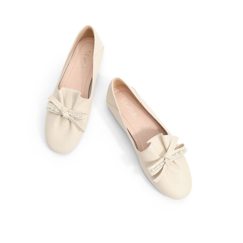 森达甜美乐福鞋女2025秋季一脚蹬蝴蝶结平跟单鞋WPZ84CA5