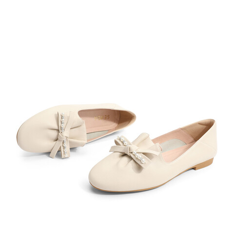 森达甜美乐福鞋女2025秋季一脚蹬蝴蝶结平跟单鞋WPZ84CA5