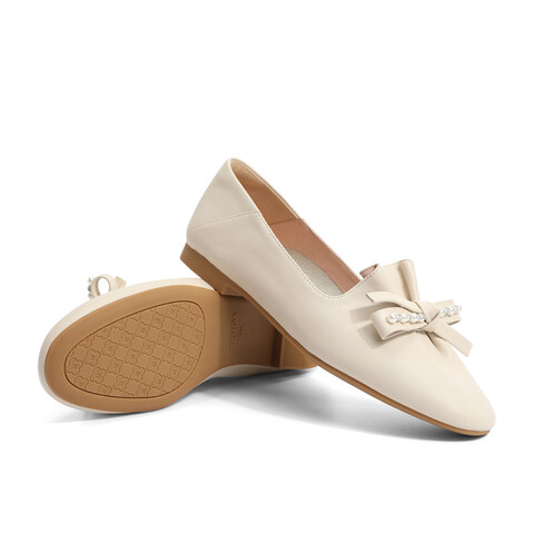 森达甜美乐福鞋女2025秋季一脚蹬蝴蝶结平跟单鞋WPZ84CA5